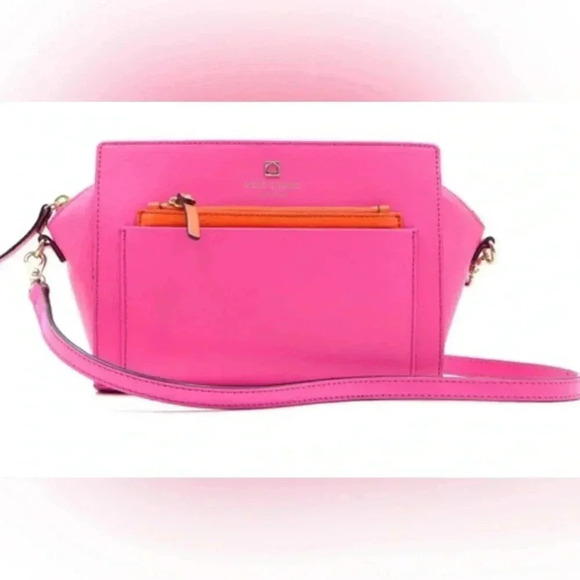 Kate Spade Crossbody Bag Purse Bright Pink Orange Gold Hardware Adjustable Strap - Picture 1 of 6